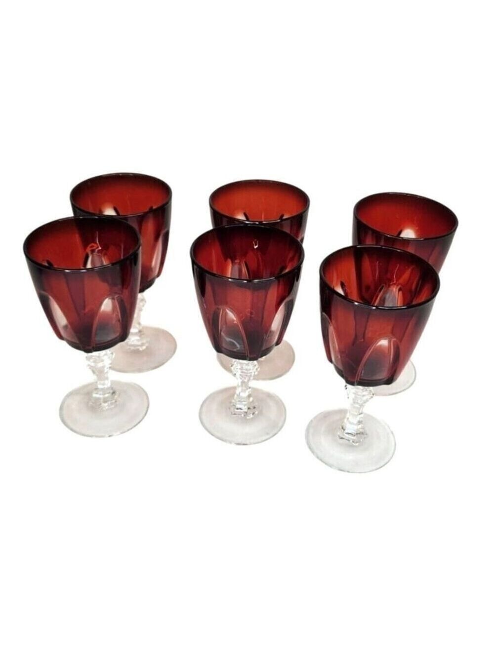 Cristal DArques Durand Ruby Wine Glasses Set Of 6 Gothic Arches Discontinued - Picture 4 of 12